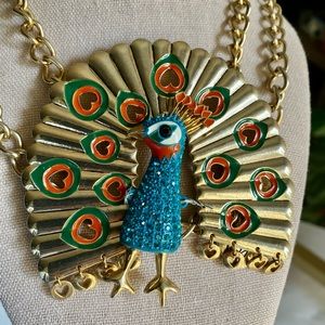 Rare Vintage Betsey Johnson Peacock Necklace
